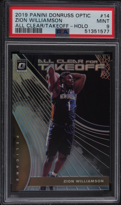2019 Donruss Optic All Clear For Takeoff Holo Zion Williamson ROOKIE #14 PSA 9