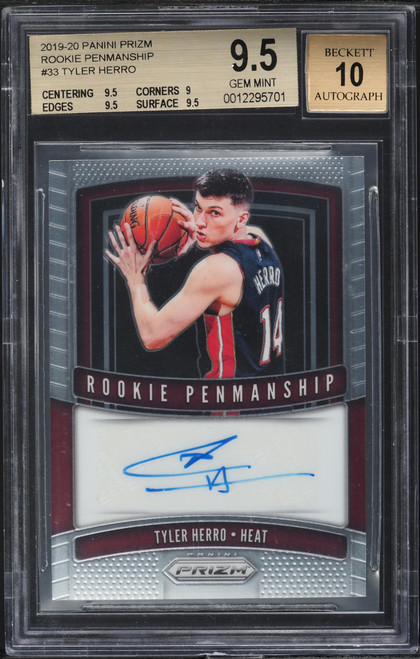 2019 Panini Prizm Penmanship Tyler Herro ROOKIE AUTO #RP-THR BGS 9.5 GEM MINT