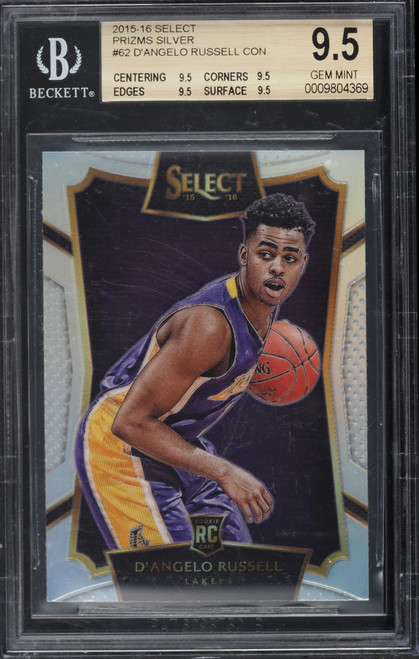 2015 Select Silver Prizm D'Angelo Russell ROOKIE #62 BGS 9.5 GEM MINT