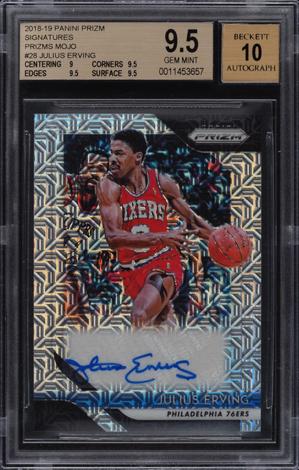 2018 Panini Prizm Signatures Mojo Prizms Julius Erving AUTO /25 BGS 9.5