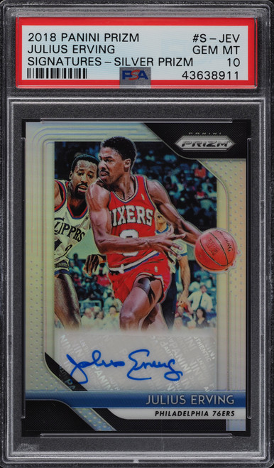 2018 Panini Prizm Signatures Silver Julius Erving AUTO #S-JEV PSA 10 GEM MINT