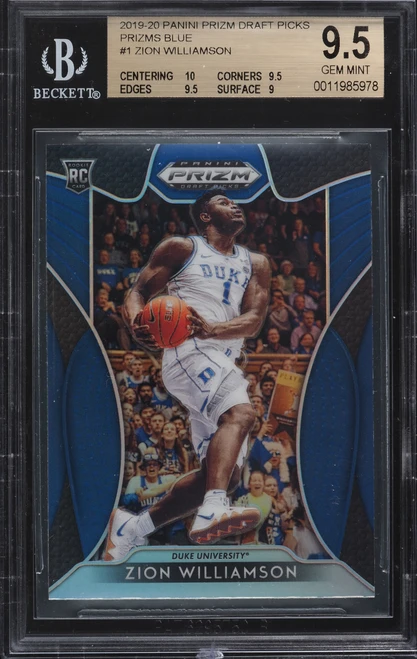2019 Panini Prizm Draft Blue Prizms Zion Williamson ROOKIE #1 BGS 9.5 GEM MINT