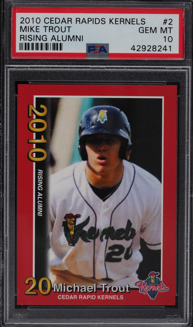 2010 Cedar Rapids Kernels Rising Alumni Mike Trout ROOKIE #2 PSA 10 GEM MINT