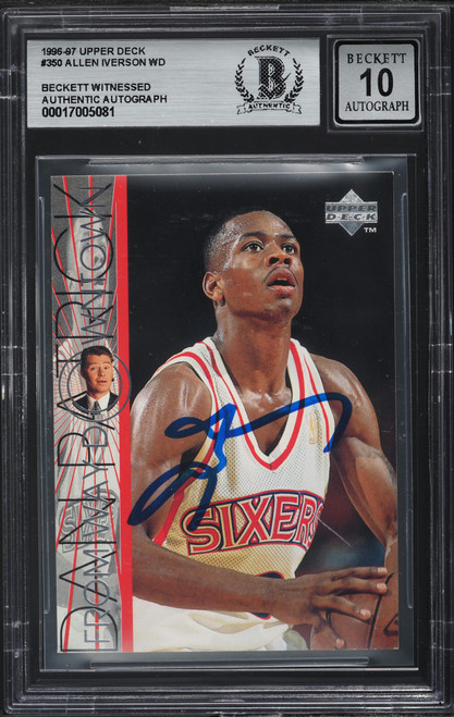 1996 Upper Deck Basketball Allen Iverson ROOKIE AUTO #350 BGS AUTH