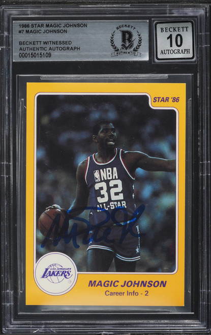 1986 Star Basketball Magic Johnson AUTO #7 BGS AUTH