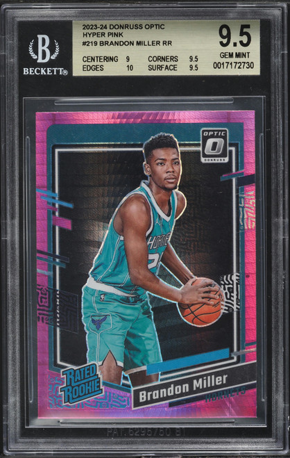 2023 Donruss Optic Hyper Pink Brandon Miller ROOKIE #219 BGS 9.5 GEM MINT
