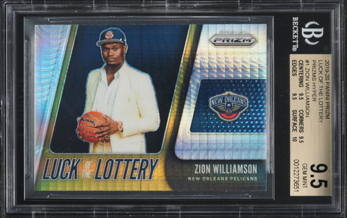2019 Panini Prizm Luck Of The Lottery Hyper Zion Williamson ROOKIE #1 BGS 9.5