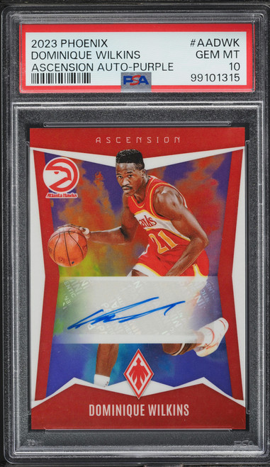 2023 Panini Phoenix Ascension Purple Dominique Wilkins AUTO /75 #AA-DWK PSA 10