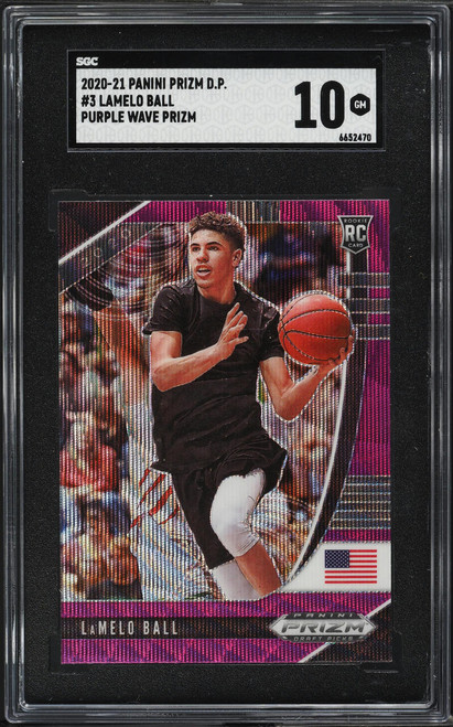 2020 Panini Prizm Draft Picks Purple Wave LaMelo Ball ROOKIE #3 SGC 10 GEM MINT