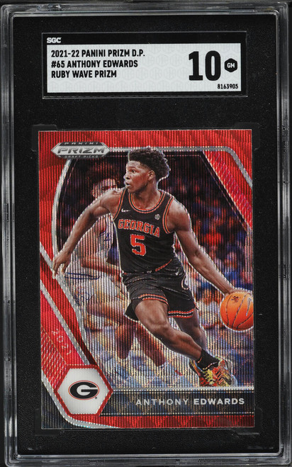 2021 Panini Prizm Draft Picks Ruby Wave Anthony Edwards #65 SGC 10 GEM MINT