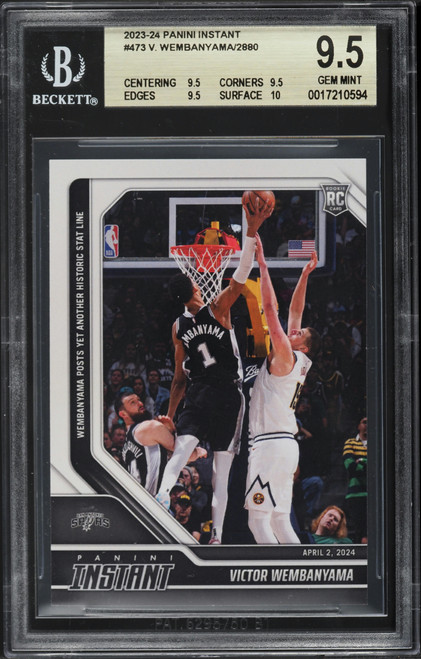 2023 Panini Instant Victor Wembanyama ROOKIE #473 BGS 9.5 GEM MINT (9.5/9.5/9.5/10) front