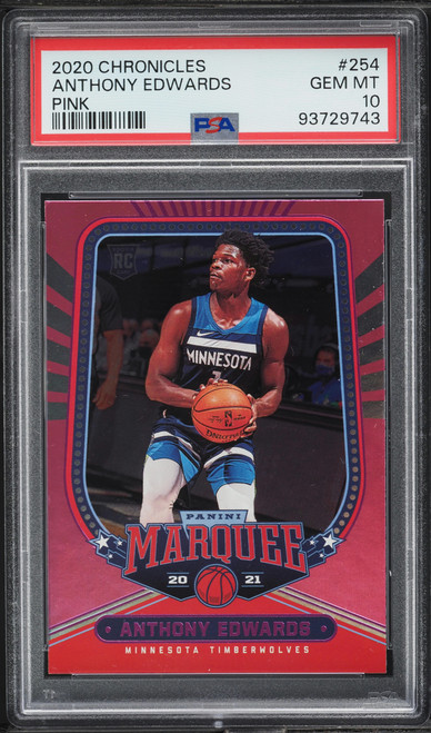 2020 Panini Chronicles Marquee Pink Anthony Edwards ROOKIE #254 PSA 10 GEM MINT