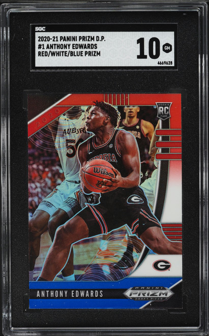 2020 Panini Prizm Draft Red White Blue Anthony Edwards ROOKIE #1 SGC 10 GEM MINT