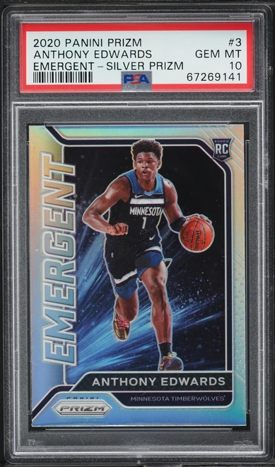 2020 Panini Prizm Emergent Silver Anthony Edwards ROOKIE #3 PSA 10 GEM MINT