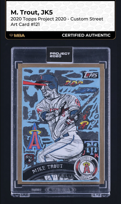 2020 Topps Project '20 Custom Art Card Mike Trout By JK 5 1/1 #121 MBA AUTH