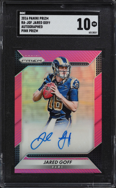 2016 Panini Prizm Pink Prizms Jared Goff ROOKIE AUTO #RA-JGF SGC 10 GEM MINT