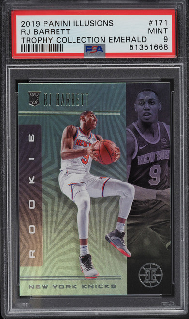 2019 Panini Illusions Trophy Collection Emerald RJ Barrett ROOKIE #171 PSA 9