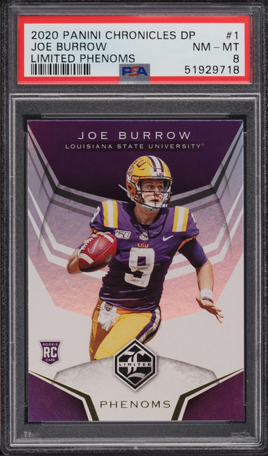 2020 Panini Chronicles Limited Phenoms Joe Burrow ROOKIE #1 PSA 8 NM-MT