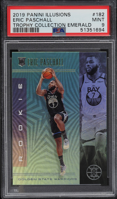 2019 Panini Illusions Trophy Collection Emerald Eric Paschall ROOKIE #182 PSA 9