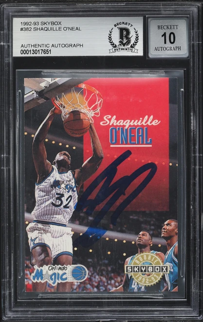1992 Skybox Basketball Shaquille O'Neal ROOKIE AUTO #382 BAS BGS AUTH