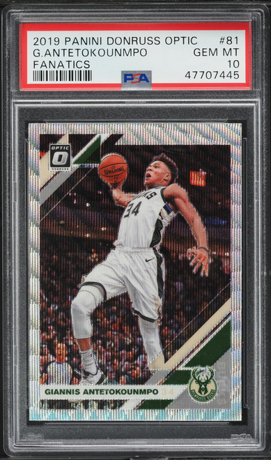 2019 Donruss Optic Fanatics Giannis Antetokounmpo #81 PSA 10 GEM MINT