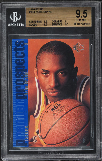 1996 SP Basketball Kobe Bryant ROOKIE #134 BGS 9.5 GEM MINT (9.5/9/9.5/9.5) front
