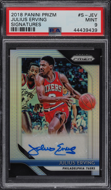 2018 Panini Prizm Signatures Silver Prizms Julius Erving AUTO PSA 9 MINT
