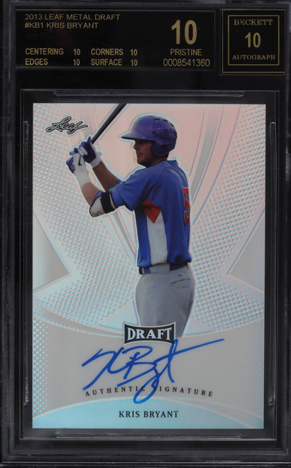 2013 Leaf Metal Draft Kris Bryant ROOKIE RC AUTO #KB1 BGS 10 BLACK LABEL