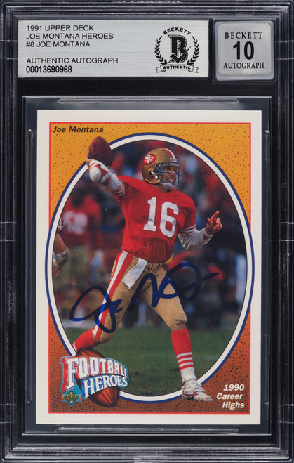 1991 Upper Deck Heroes Joe Montana AUTO #8 BAS BGS AUTH