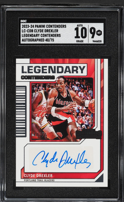 2023 Panini Contenders Legendary Contenders Clyde Drexler AUTO /75 #LC-CDB SGC 9 MINT