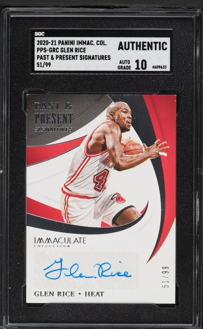 2020 Immaculate Collection Past & Present Glen Rice AUTO /99 #PPS-GRC SGC AUTH