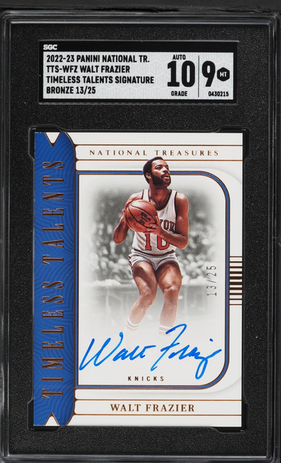 2022 National Treasures Timeless Talents Bronze Walt Frazier AUTO /25 #TTS-WFZ SGC 9 MINT