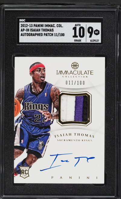 2012 Immaculate Collection Isaiah Thomas ROOKIE PATCH AUTO /100 #AP-IH SGC 9 MINT