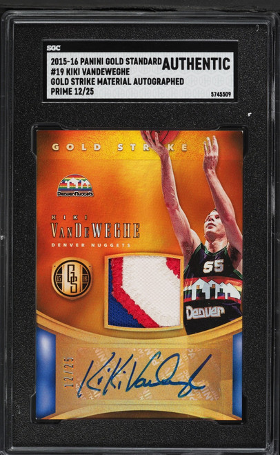 2015 Panini Gold Standard Gold Strike Prime Kiki Vandeweghe PATCH AUTO /25 #19 SGC AUTH