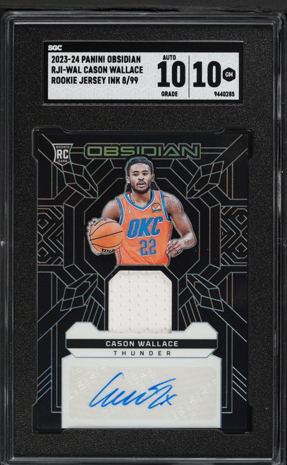 2023 Panini Obsidian Cason Wallace ROOKIE PATCH AUTO /99 #RJI-WAL SGC 10 GEM MINT