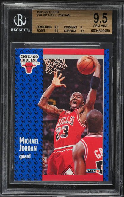 1991 Fleer Basketball Michael Jordan #29 BGS 9.5 GEM MINT (9.5/9/9.5/9.5) front