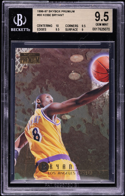 1996 Skybox Premium Kobe Bryant ROOKIE #55 BGS 9.5 GEM MINT (10/9.5/9.5/9) front