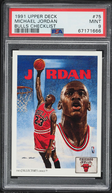 1991 Upper Deck Bulls Checklist Michael Jordan #75 PSA 9 MINT