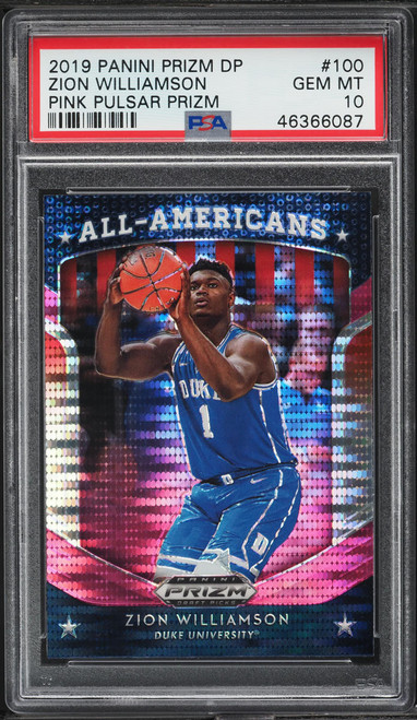 2019 Panini Prizm Draft Pink Pulsar Zion Williamson ROOKIE #100 PSA 10 GEM MINT