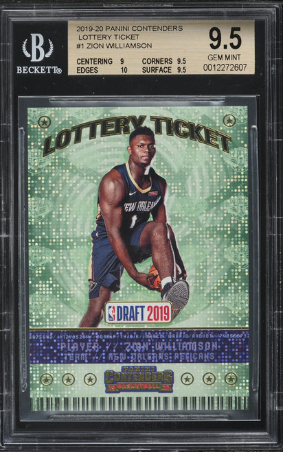 2019 Panini Contenders Lottery Ticket Zion Williamson ROOKIE #1 BGS 9.5 GEM MINT