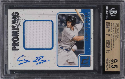 2017 Donruss Promising Pros Materials Sig Cody Bellinger RC PATCH AUTO BGS 9.5