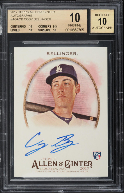 2017 Topps Allen & Ginter Cody Bellinger ROOKIE AUTO #AGA-CB BGS 10 PRISTINE