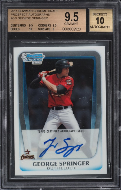 2011 Bowman Chrome Draft Prospect George Springer ROOKIE AUTO BGS 9.5 GEM MINT