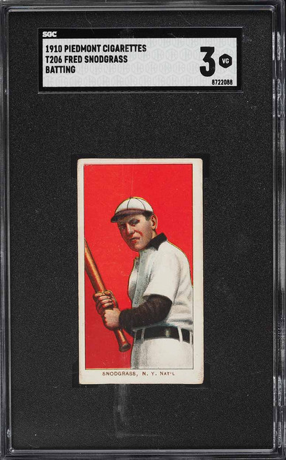 1909-11 T206 Fred Snodgrass BATTING SGC 3 VG