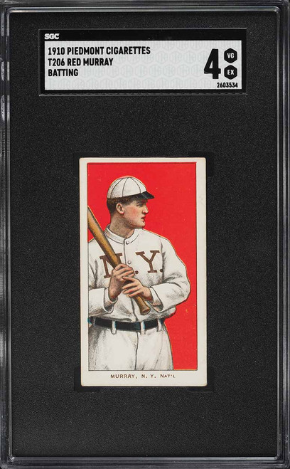 1909-11 T206 Red Murray BATTING SGC 4 VGEX