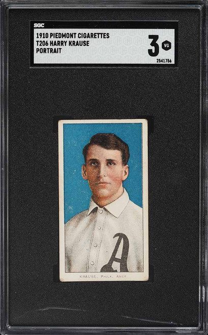1909-11 T206 Harry Krause PORTRAIT SGC 3 VG
