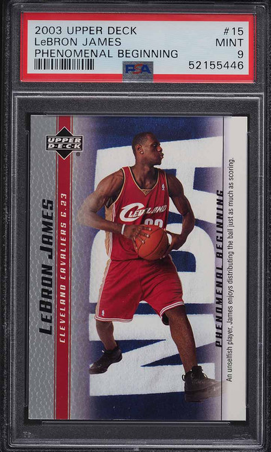 2003 Upper Deck Phenomenal Beginning LeBron James ROOKIE #15 PSA 9 MINT