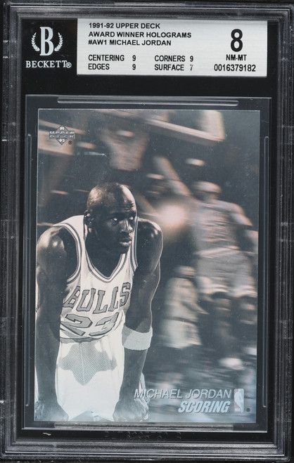 1991 Upper Deck Award Winner Holograms Michael Jordan #AW1 BGS 8 NM-MT (9/9/9/7) front