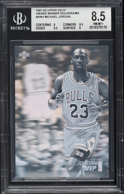 1991 Upper Deck Award Winner Holograms Michael Jordan #AW4 BGS 8.5 NM-MT+ (9/9.5/8.5/8) front