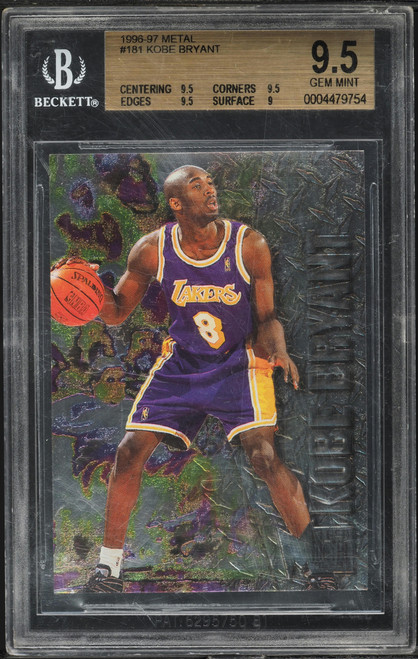 1996 Metal Basketball Kobe Bryant ROOKIE #181 BGS 9.5 GEM MINT (9.5/9.5/9.5/9) front